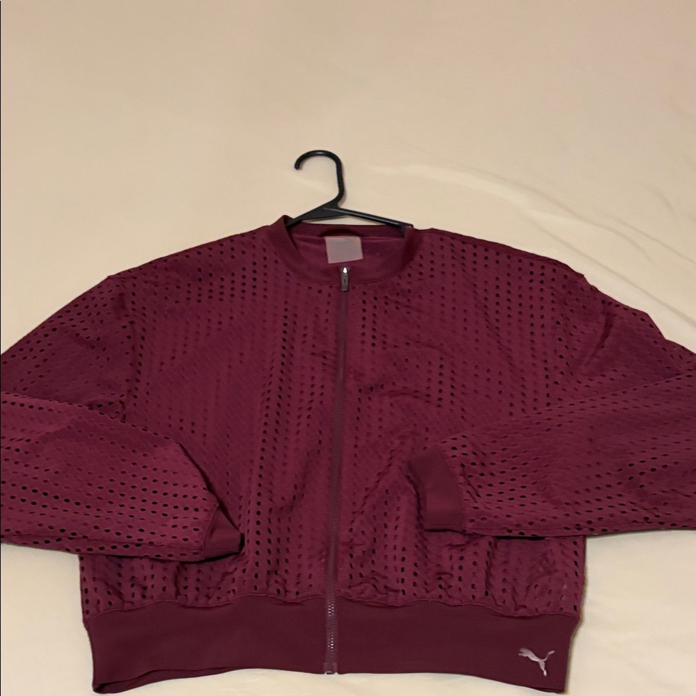 Puma Burgundy Perforated Bomber Jacket
